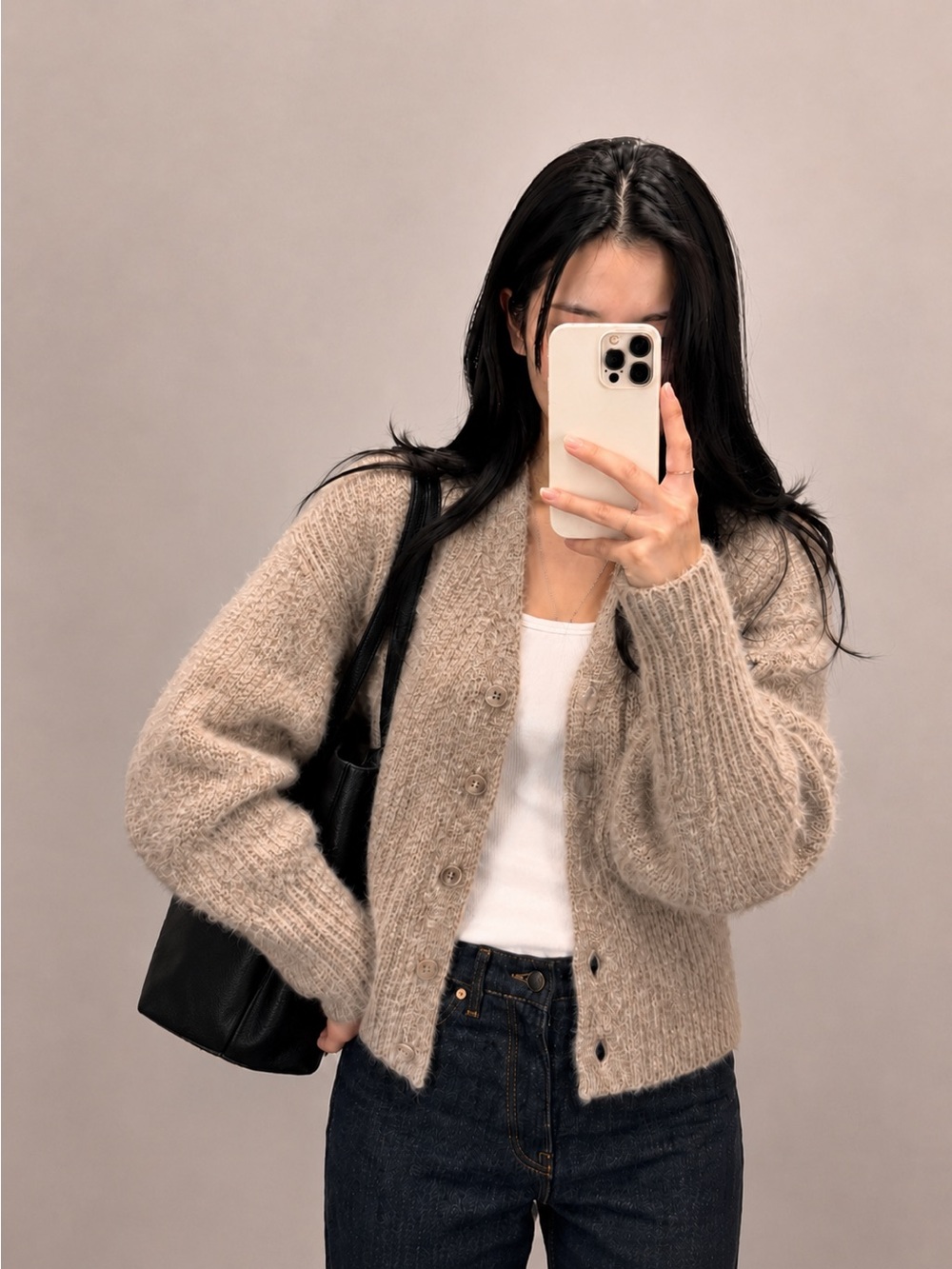 cos textured alpaca boucle cardigan mole color xs - Picture 2 of 2